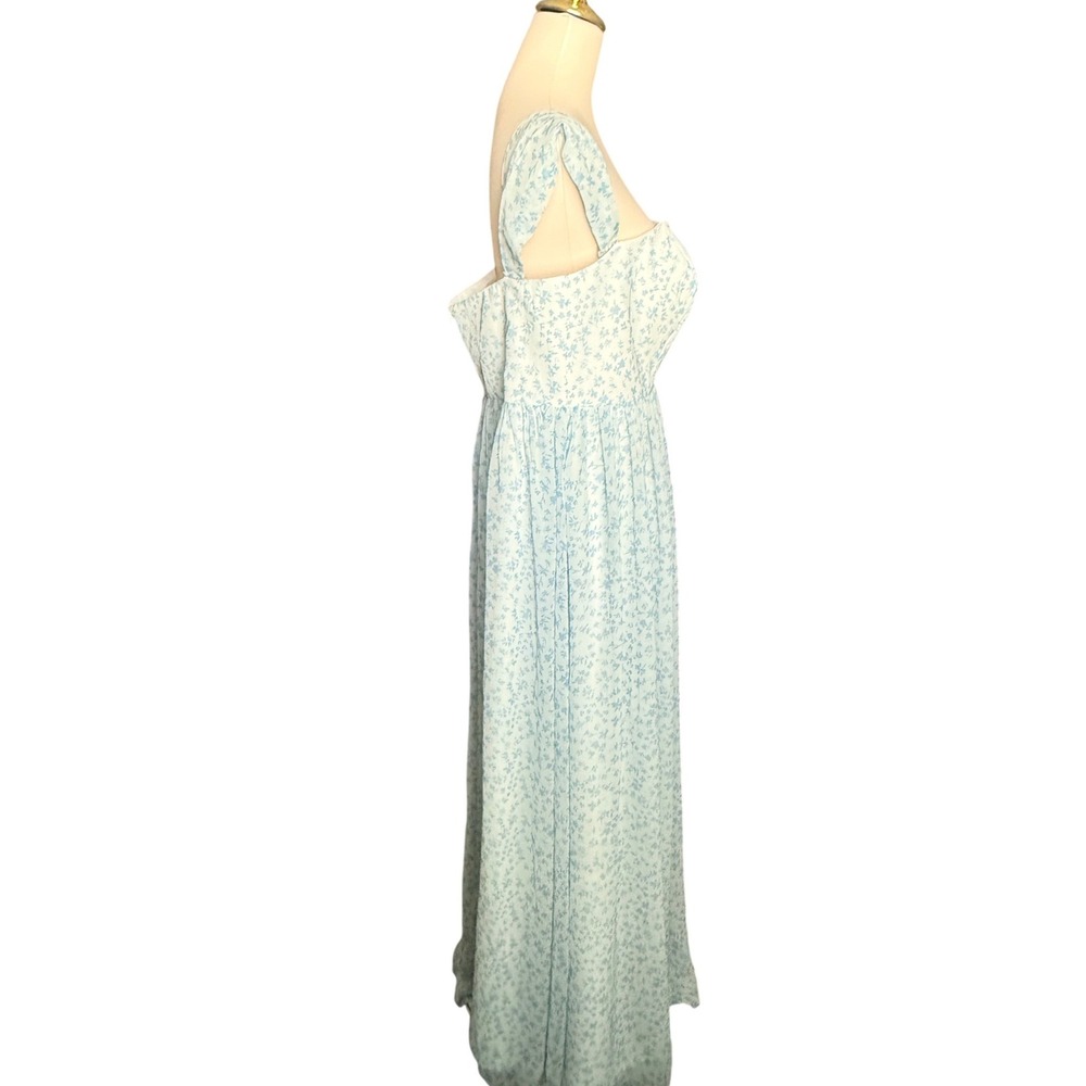 AW Bridal Skyblue Star Floral Maxi Dress Women 16 Blue White Square Neck Formal - Picture 3 of 12